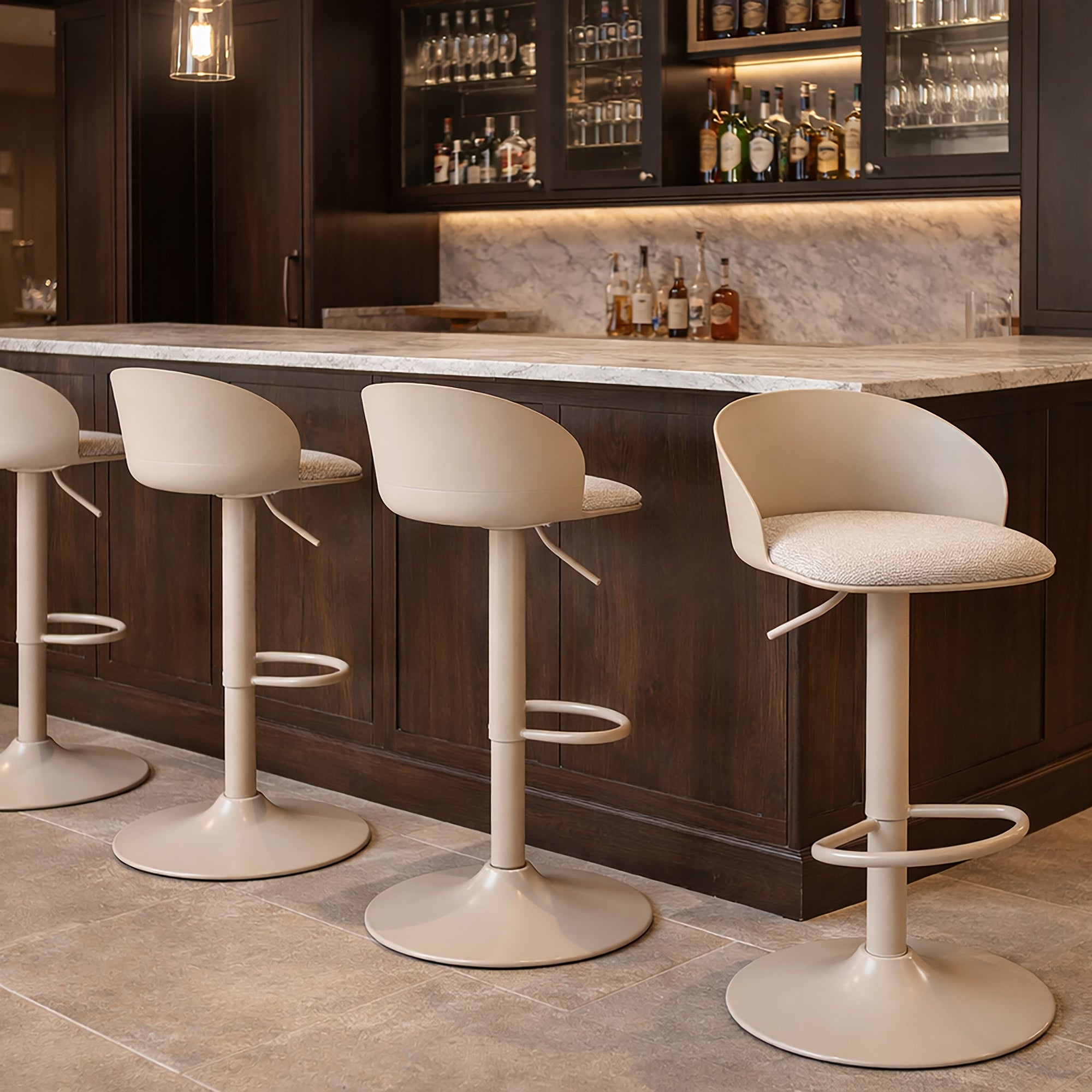 Mabel Air-Lift Stool - Beige Adjustable Counter/Bar Height-DECOROLALA