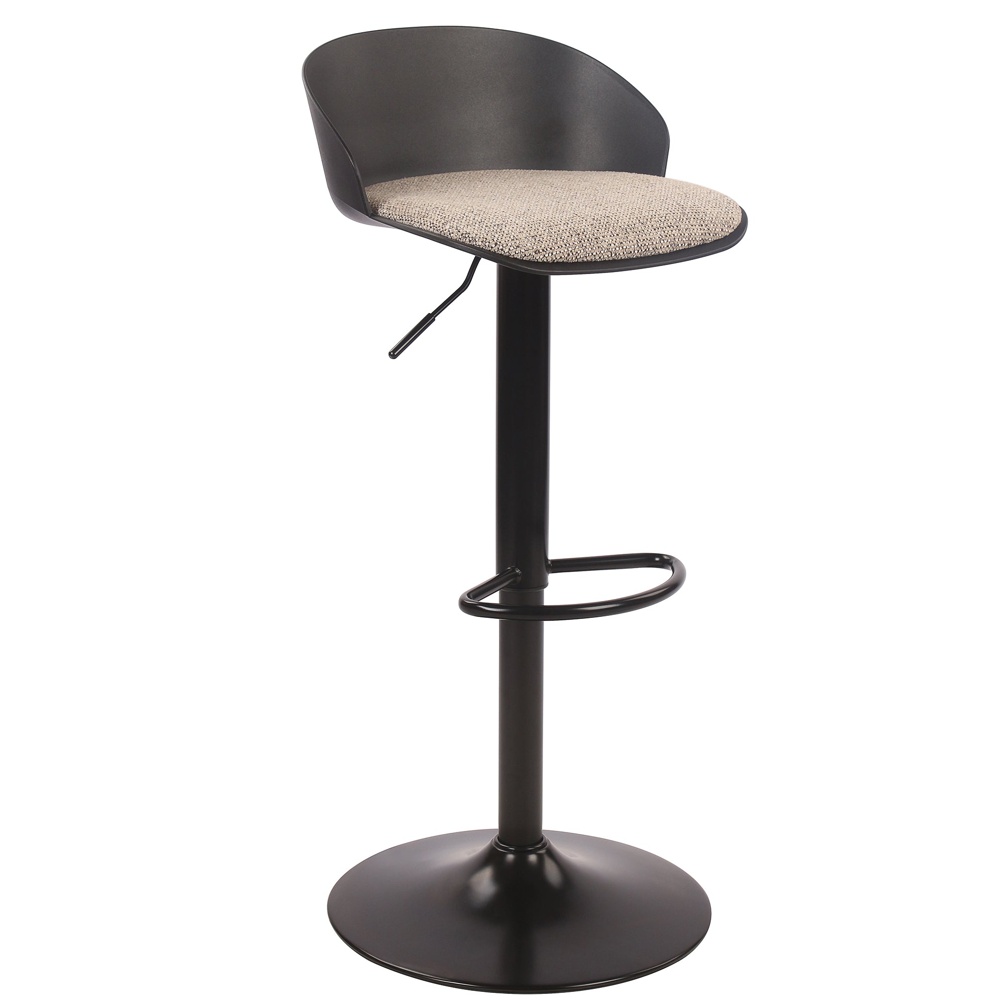 Mabel Air-Lift Stool - Black Adjustable Height ABS Plastic-DECOROLALA