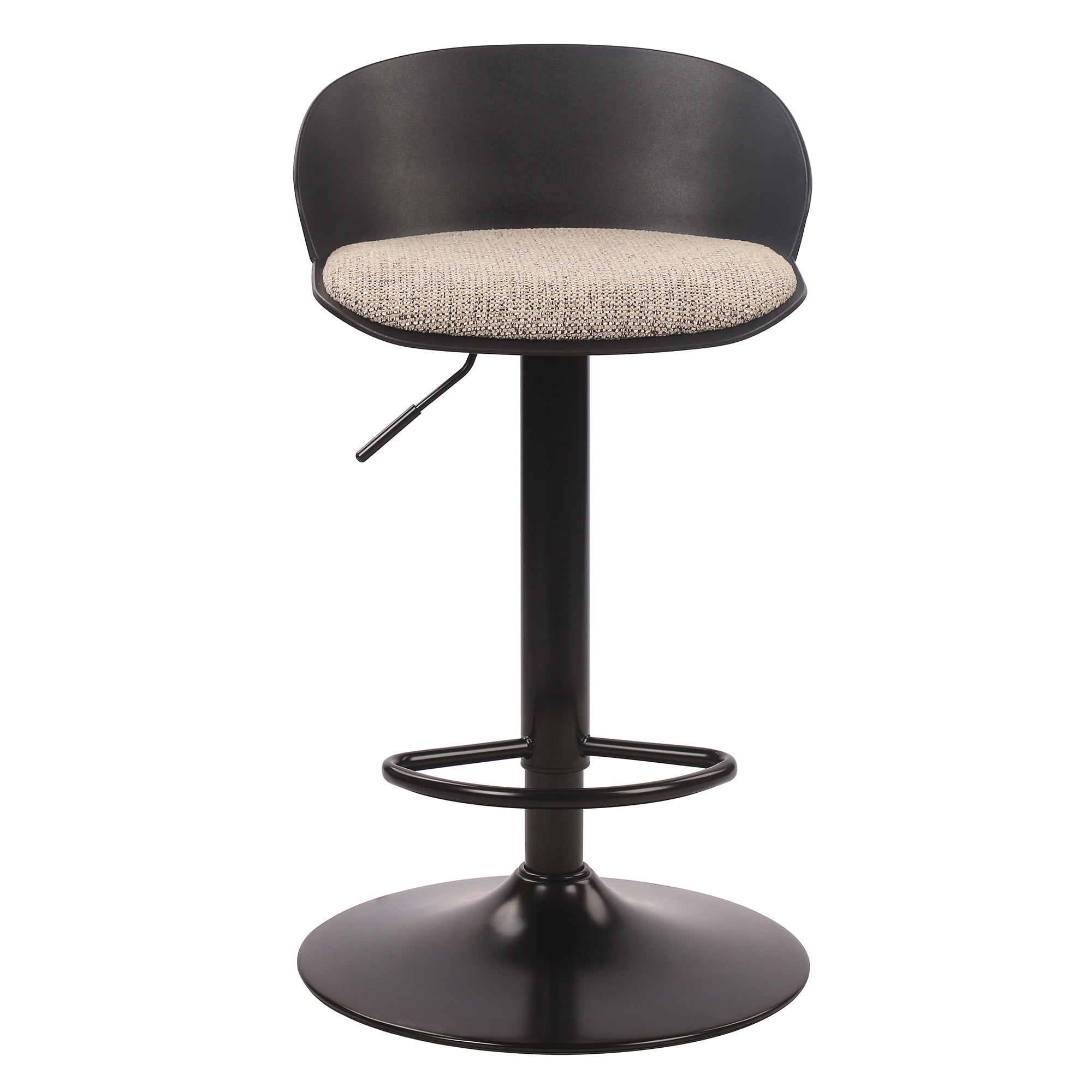 Mabel Air-Lift Stool - Black Adjustable Height ABS Plastic-DECOROLALA