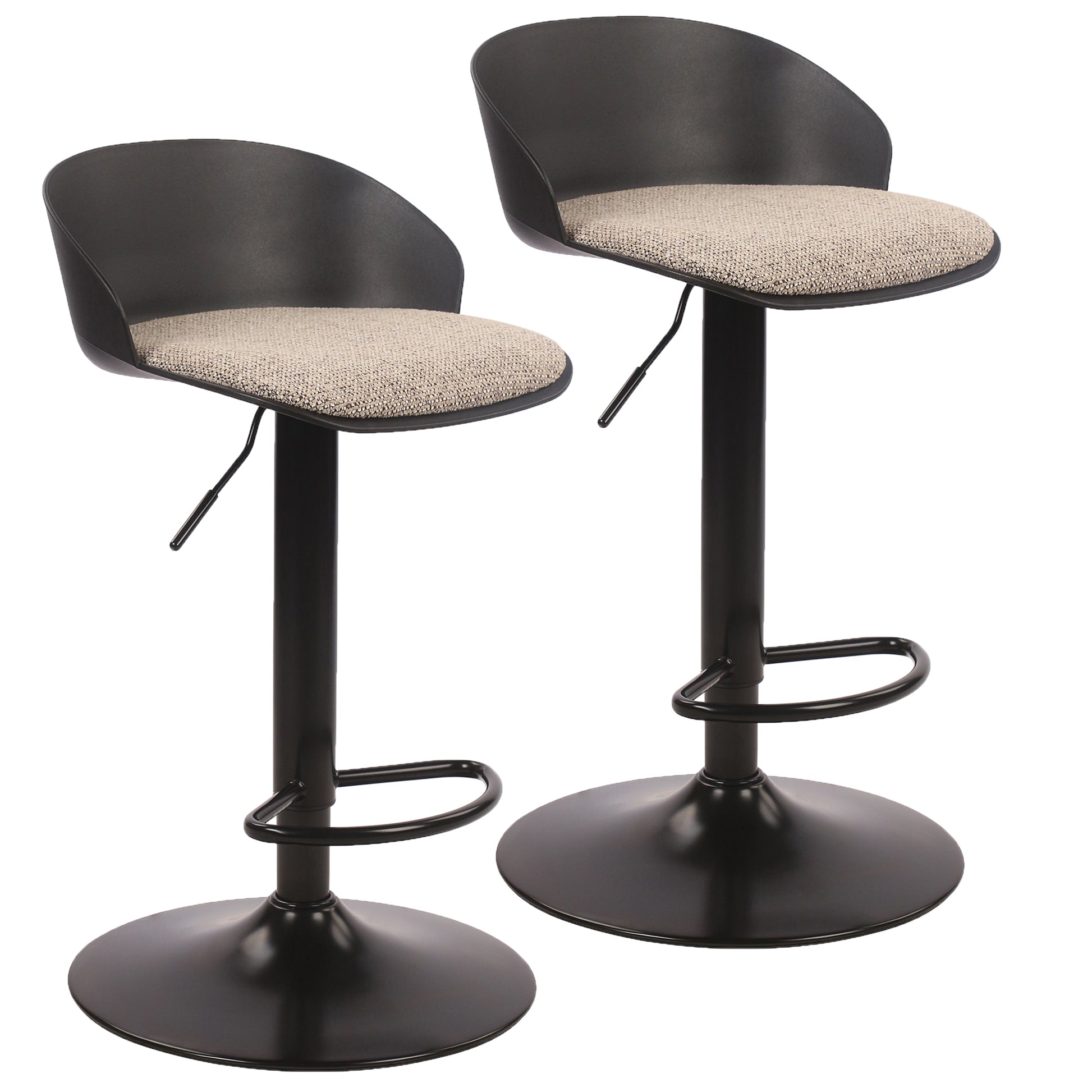 Mabel Air-Lift Stool - Black Adjustable Height ABS Plastic-DECOROLALA