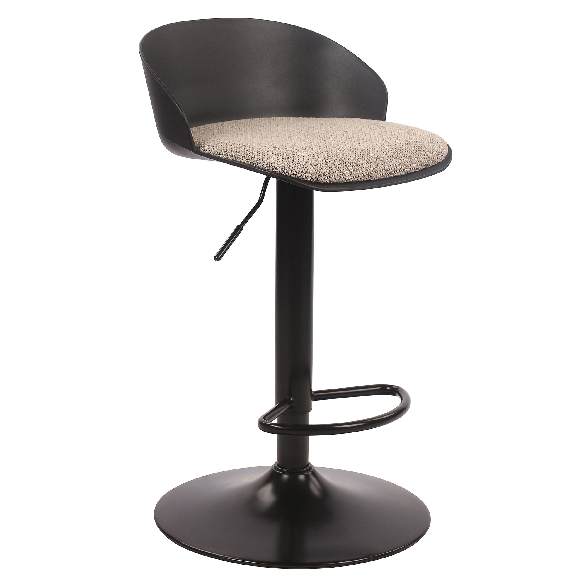 Mabel Air-Lift Stool - Black Adjustable Height ABS Plastic-DECOROLALA