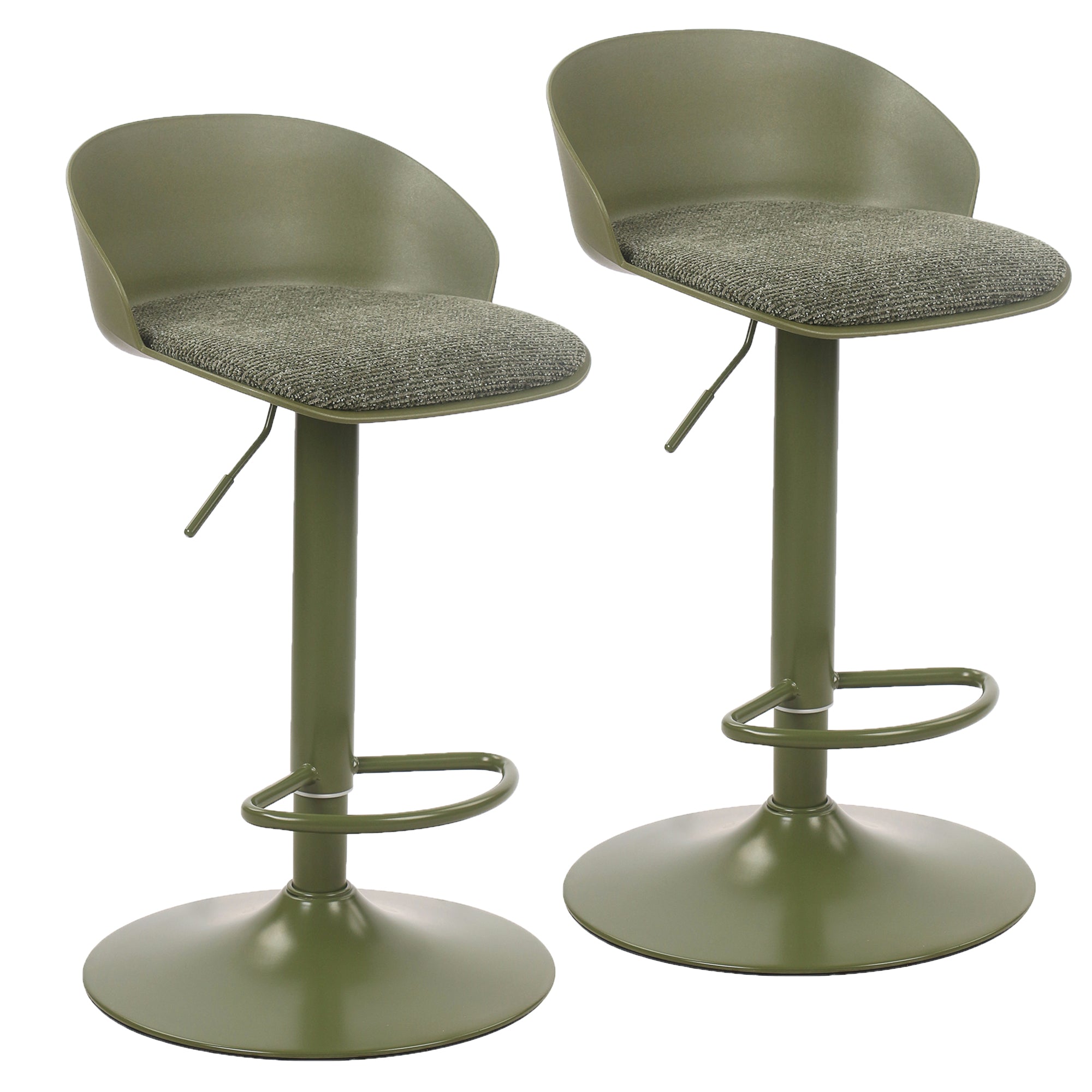 Mabel Air Lift Stool - Green Adjustable Height ABS Plastic-DECOROLALA
