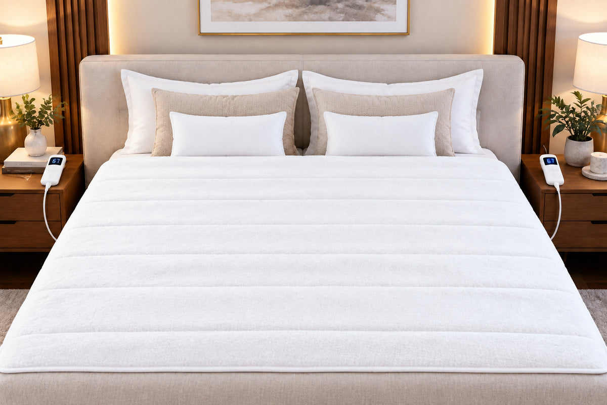 Machine Washable Electric Bed Warmer with Dual Controller 9 Heat Setting and 9-Hour Auto Off and Overheat Protection-Full Size-Bedding-DECOROLALA