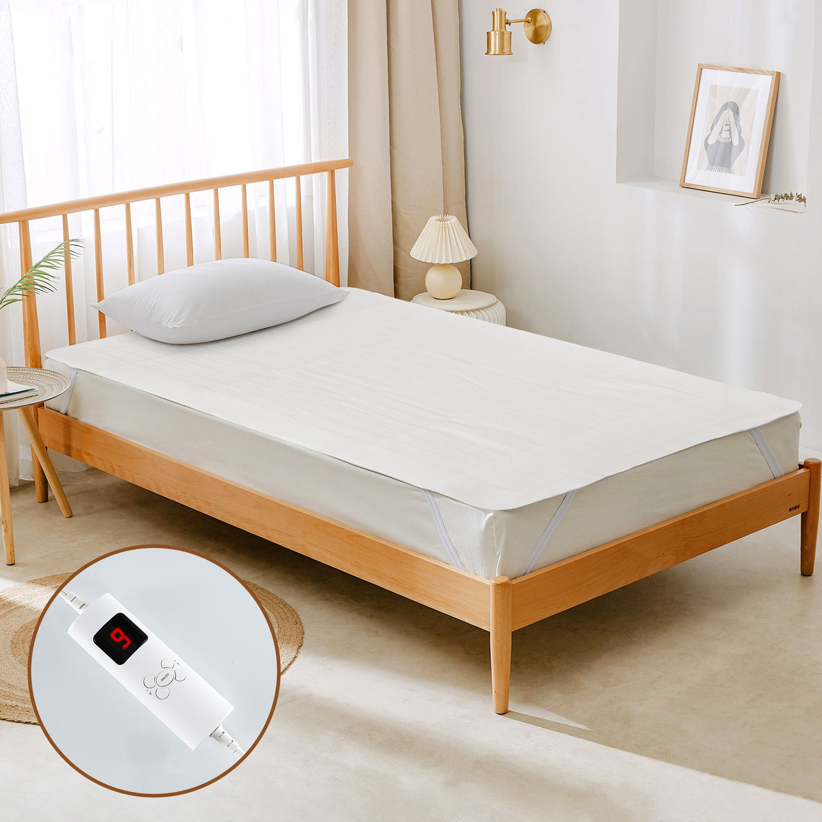 Machine Washable Electric Bed Warmer with Dual Controller 9 Heat Setting and 9-Hour Auto Off and Overheat Protection-Twin Size-Bedding-DECOROLALA