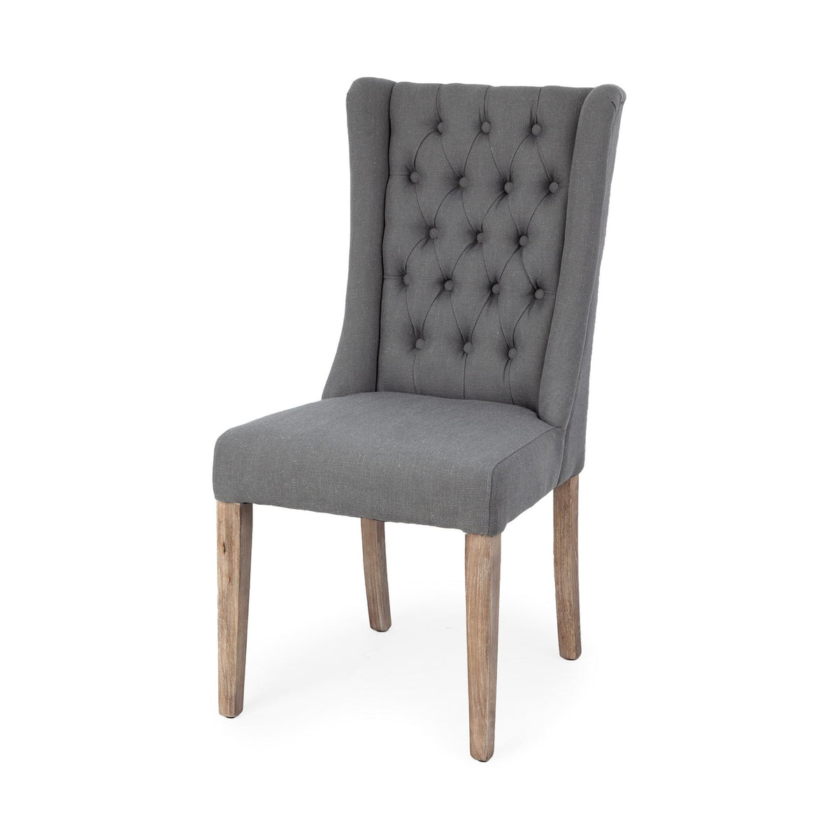 Mackenzie High-Back Dining Side Chair | Plush Linen w/ Ash Wood-Dining Chairs-DECOROLALA