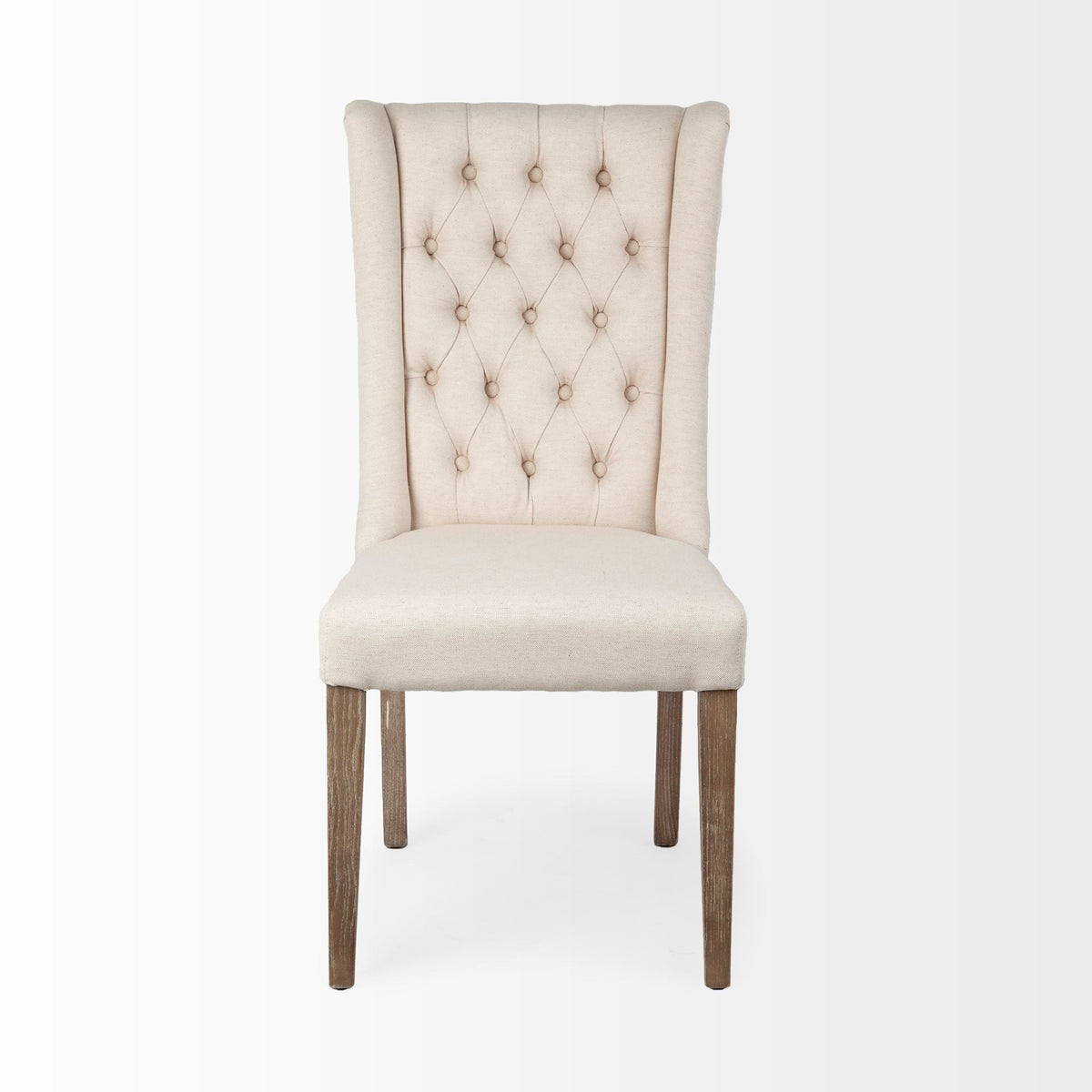 Mackenzie High-Back Dining Side Chair | Plush Linen w/ Ash Wood-Dining Chairs-DECOROLALA