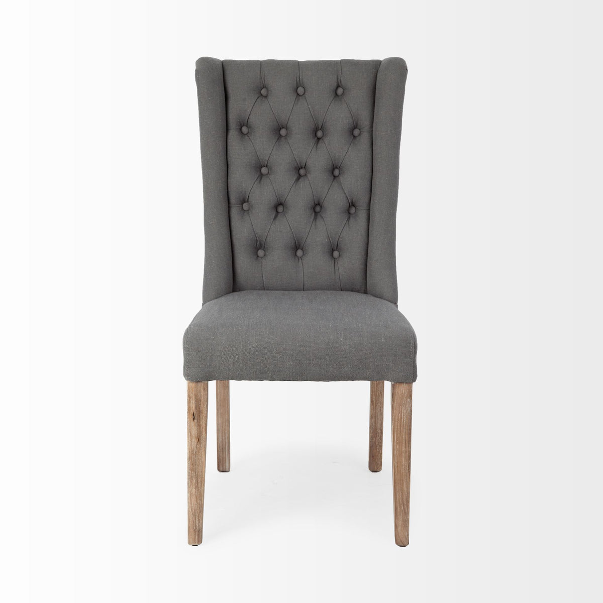 Mackenzie High-Back Dining Side Chair | Plush Linen w/ Ash Wood-Dining Chairs-DECOROLALA
