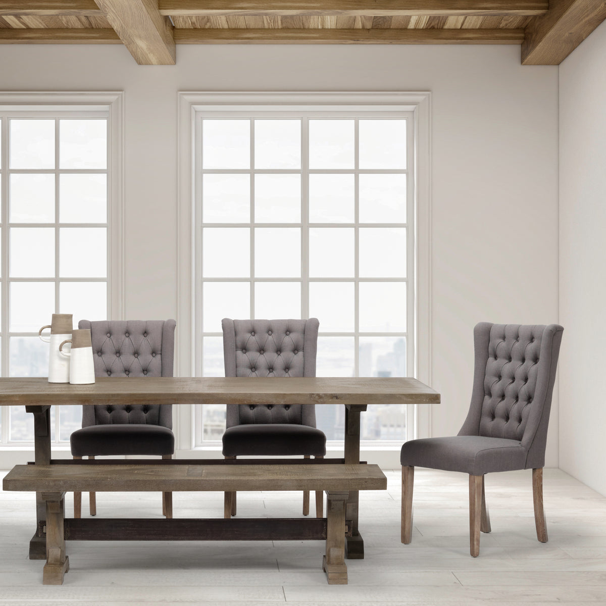 Mackenzie High-Back Linen Dining Side Chair-Dining Chairs-DECOROLALA