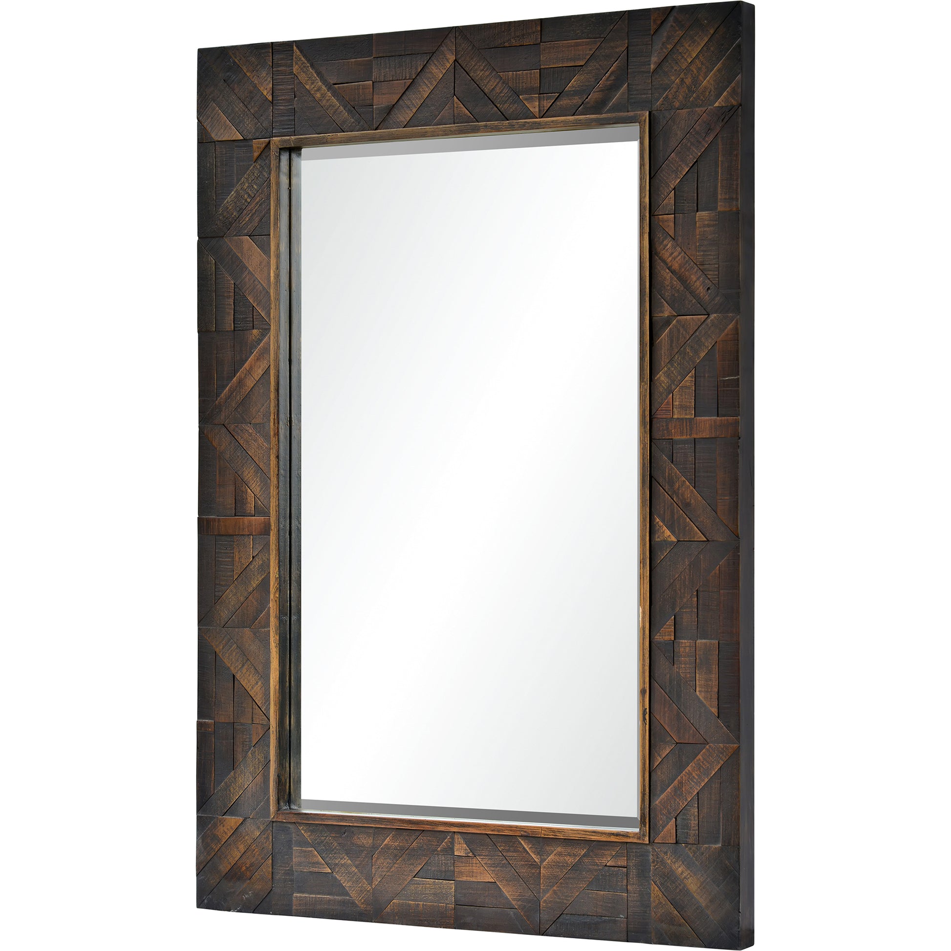 Madden 42" Tall Rectangle Wall Mirror, Brown-Mirror-DECOROLALA