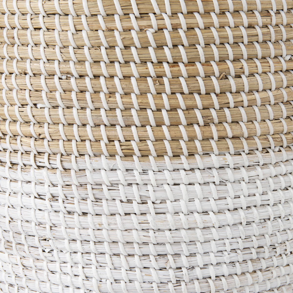 Maddie (Set of 3) Light Brown W/White Dipped Seagrass Round Basket W/ Handles-Decorative Baskets-DECOROLALA
