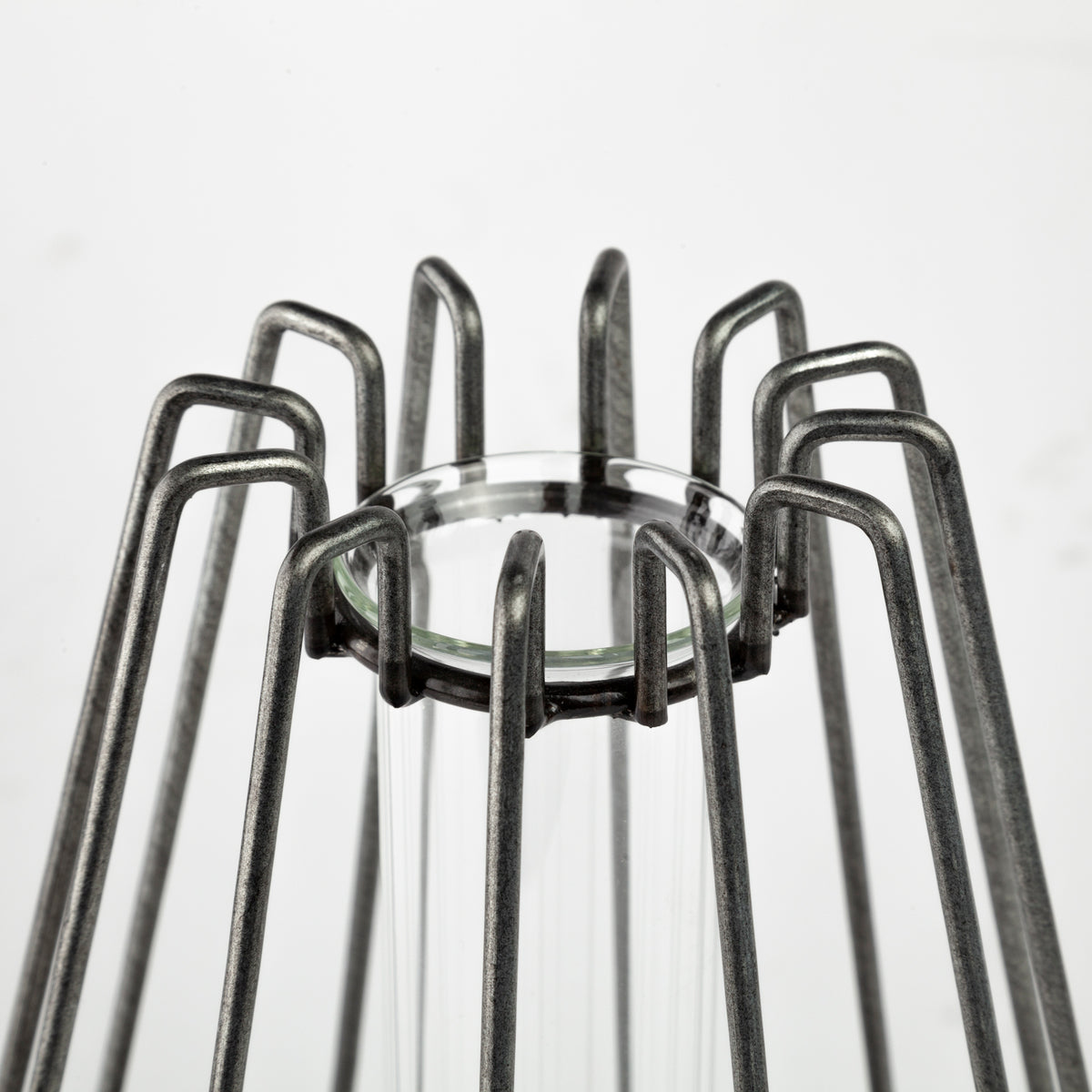 Madeline II Large Gunmetal Gray Metal Glass Test Tube Vase-Vase-DECOROLALA