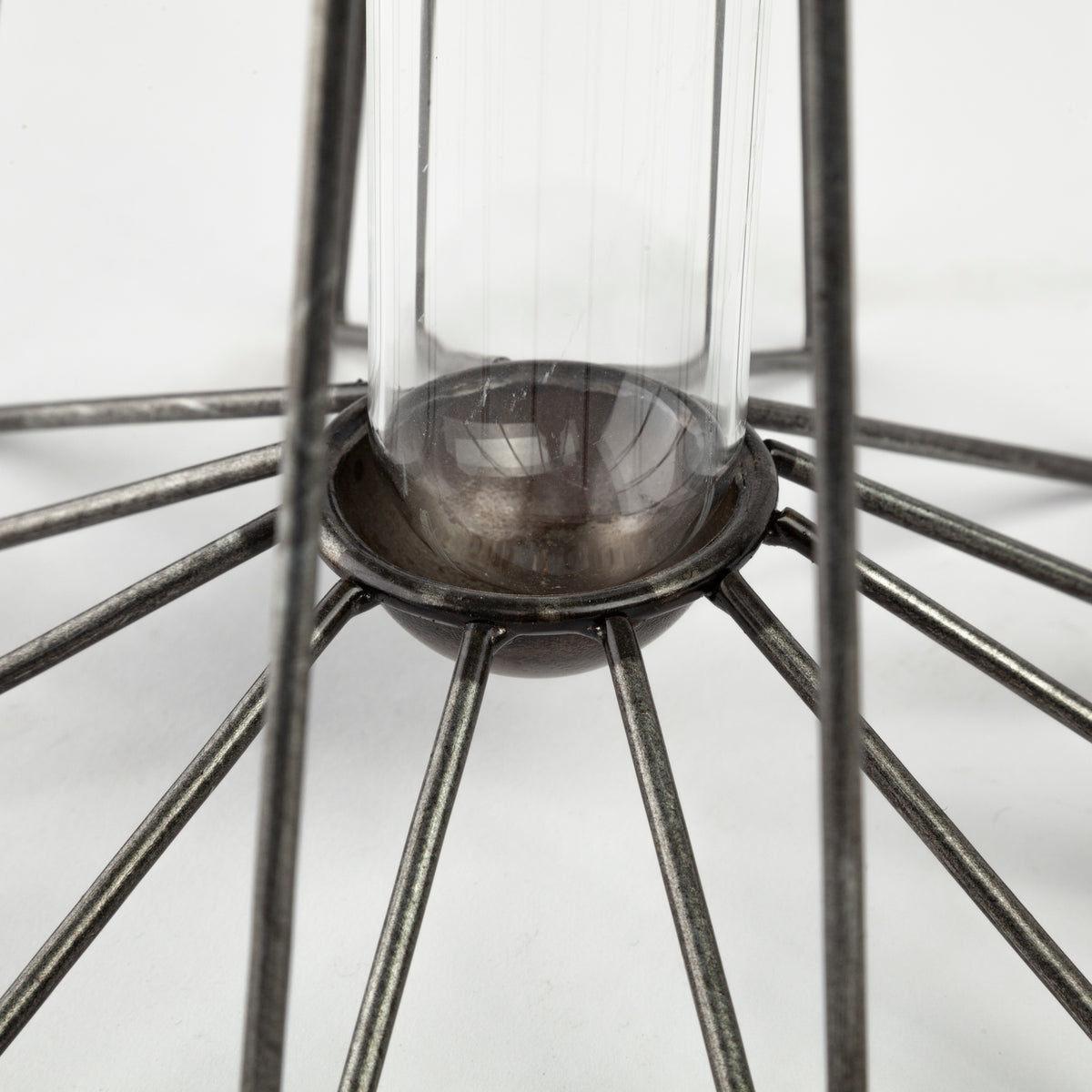 Madeline II Large Gunmetal Gray Metal Glass Test Tube Vase-Vase-DECOROLALA