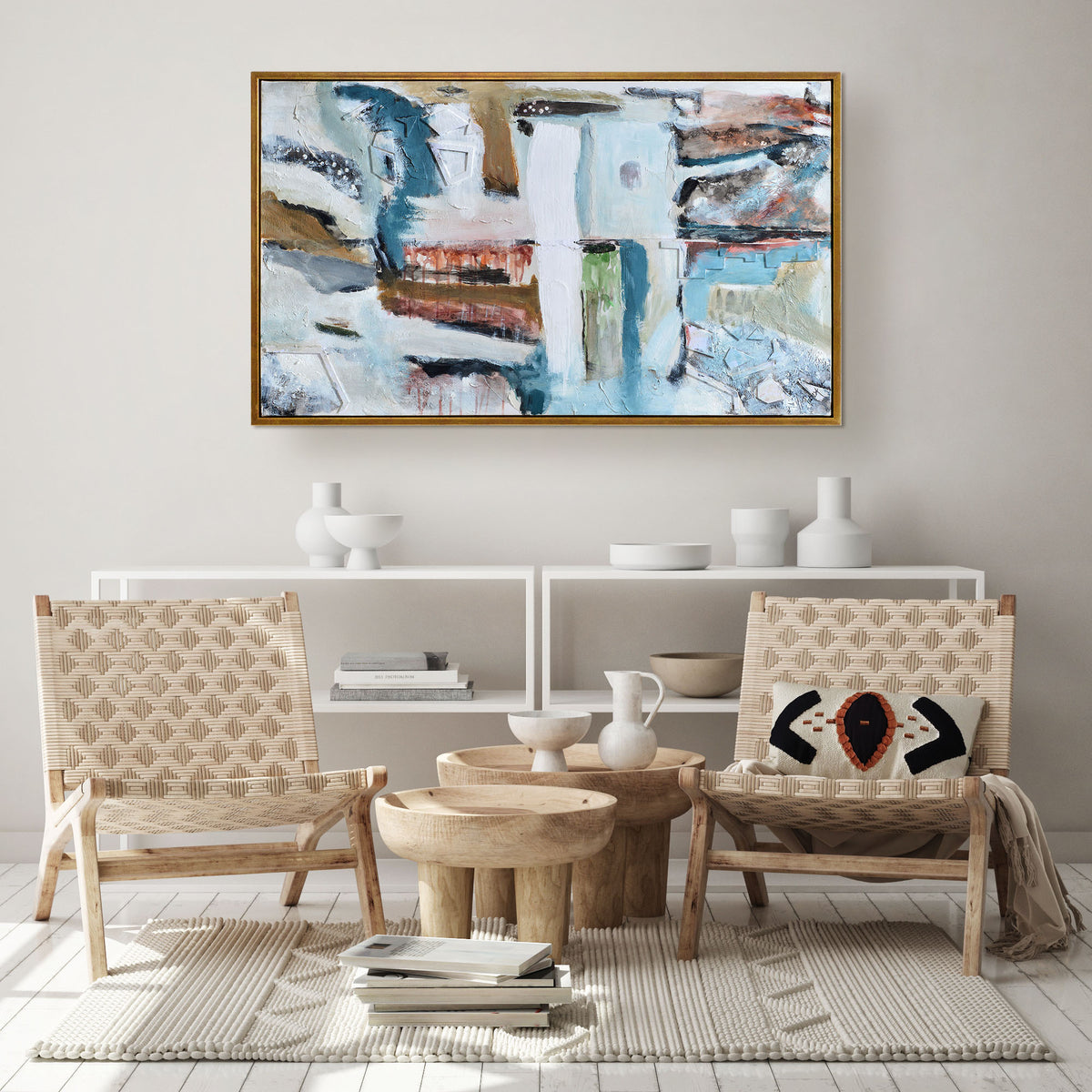 Madsen 50" Wide Canvas Art, Blue-Canvas Prints-DECOROLALA