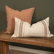 Maeve 14x26 Lumbar Natural Linen w/ Orange Stripes Decorative Pillow Cover-Decorative Pillows-DECOROLALA