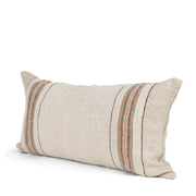 Maeve 14x26 Lumbar Natural Linen w/ Orange Stripes Pillow Cover w/Down Filler-Decorative Pillows-DECOROLALA