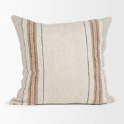 Maeve 20x20 Square Natural Linen w/ Orange Stripes Decorative Pillow Cover-Decorative Pillows-DECOROLALA
