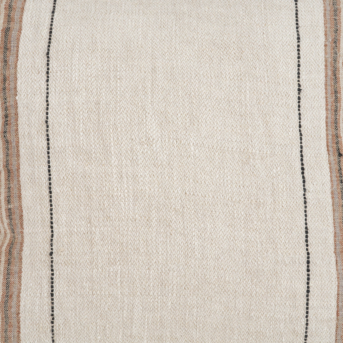 Maeve 20x20 Square Natural Linen w/ Orange Stripes Decorative Pillow Cover-Decorative Pillows-DECOROLALA