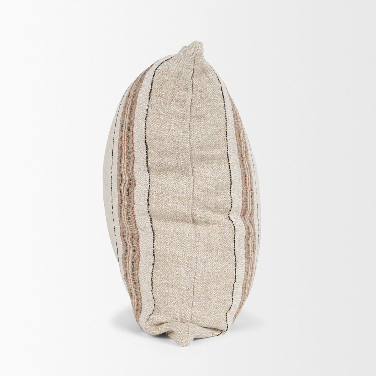 Maeve 20x20 Square Natural Linen w/ Orange Stripes Pillow Cover w/Non-Allergen Filler-Decorative Pillows-DECOROLALA
