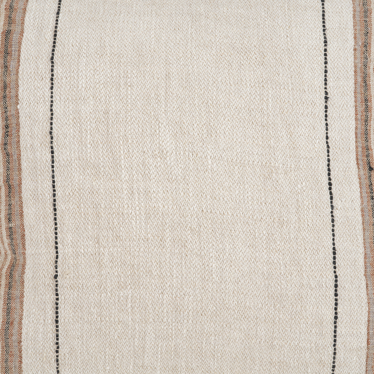 Maeve 20x20 Square Natural Linen w/ Orange Stripes Pillow Cover w/Non-Allergen Filler-Decorative Pillows-DECOROLALA