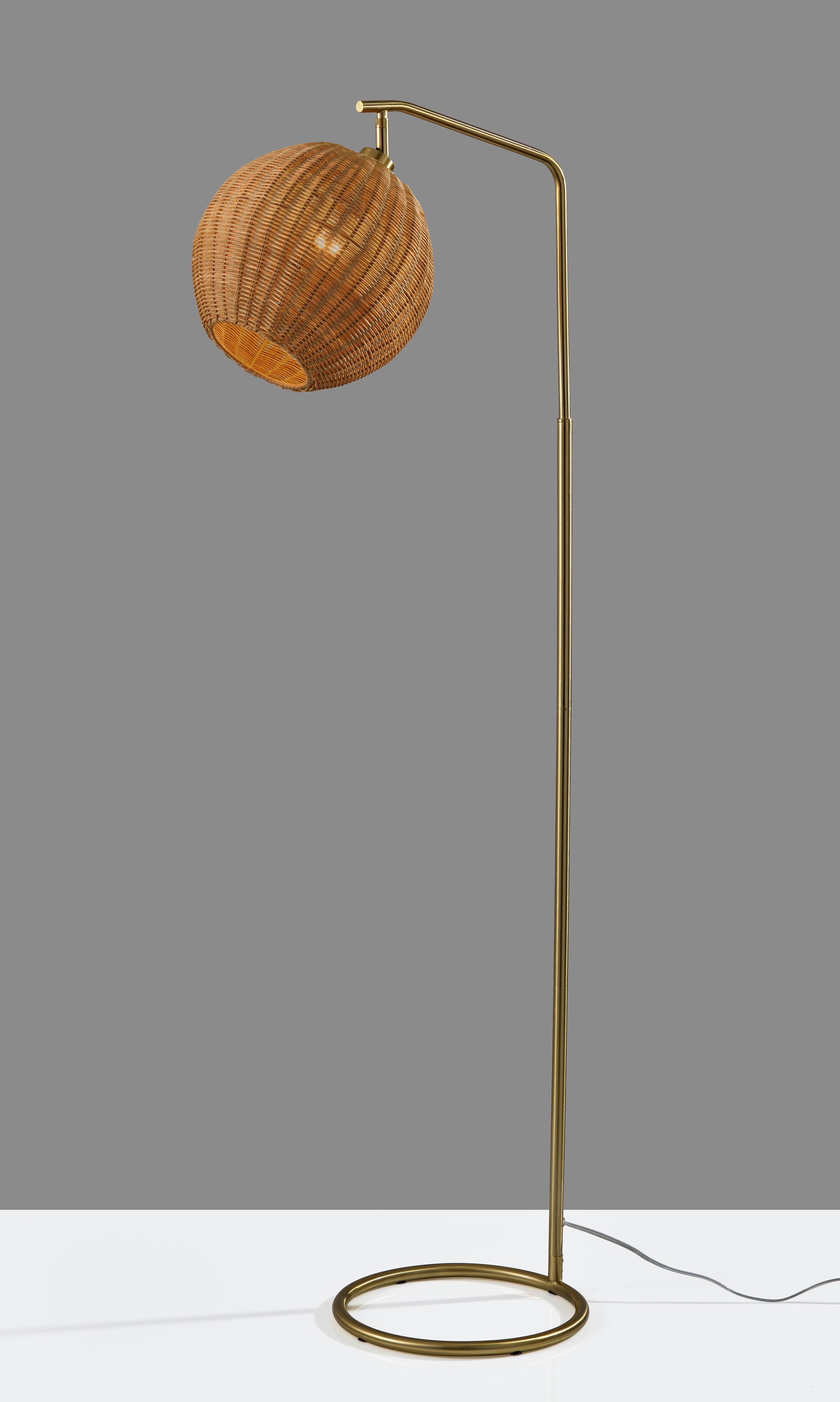 Maeve Floor Lamp 60" Antique Brass Rattan-Lighting-DECOROLALA
