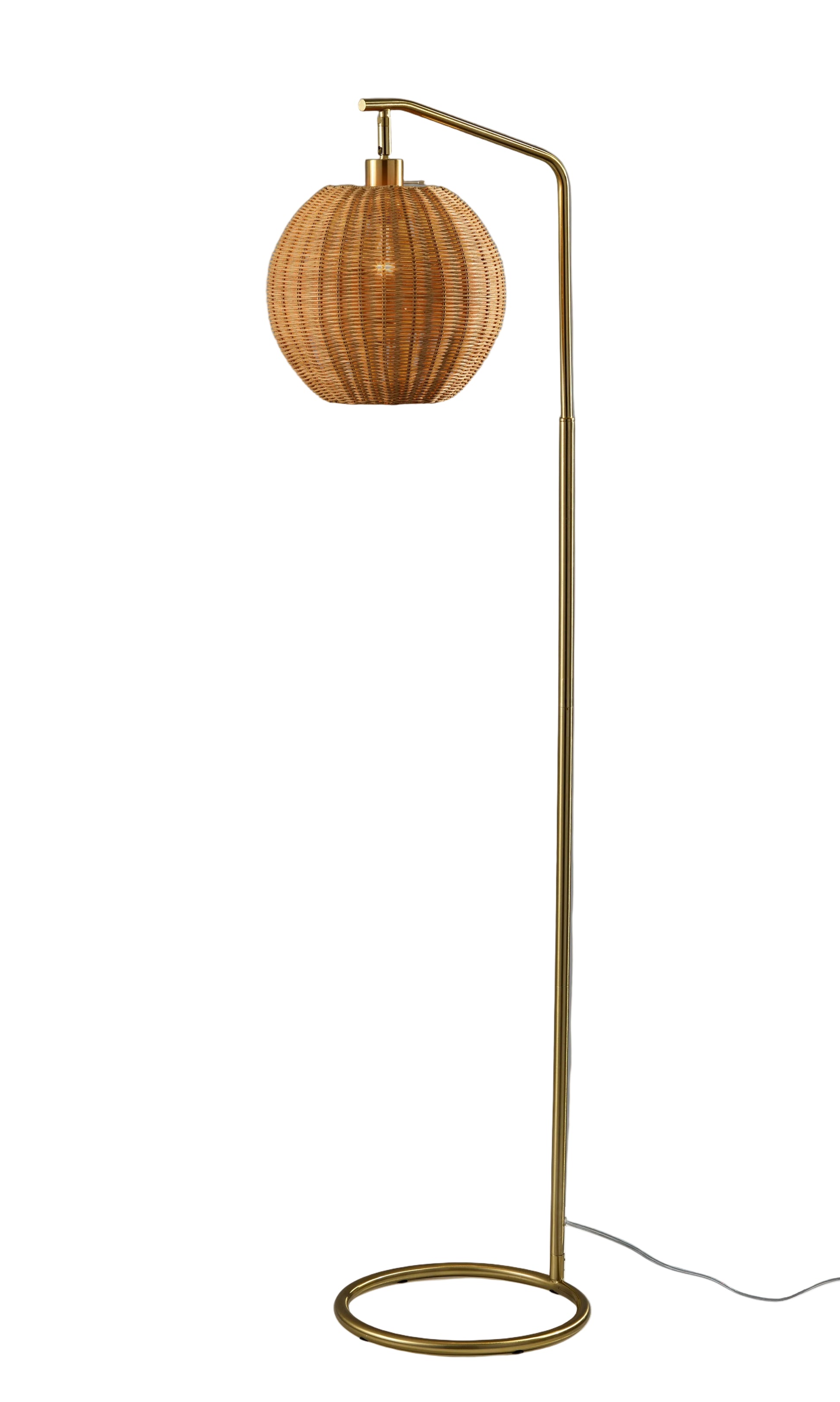 Maeve Floor Lamp 60" Antique Brass Rattan-Lighting-DECOROLALA