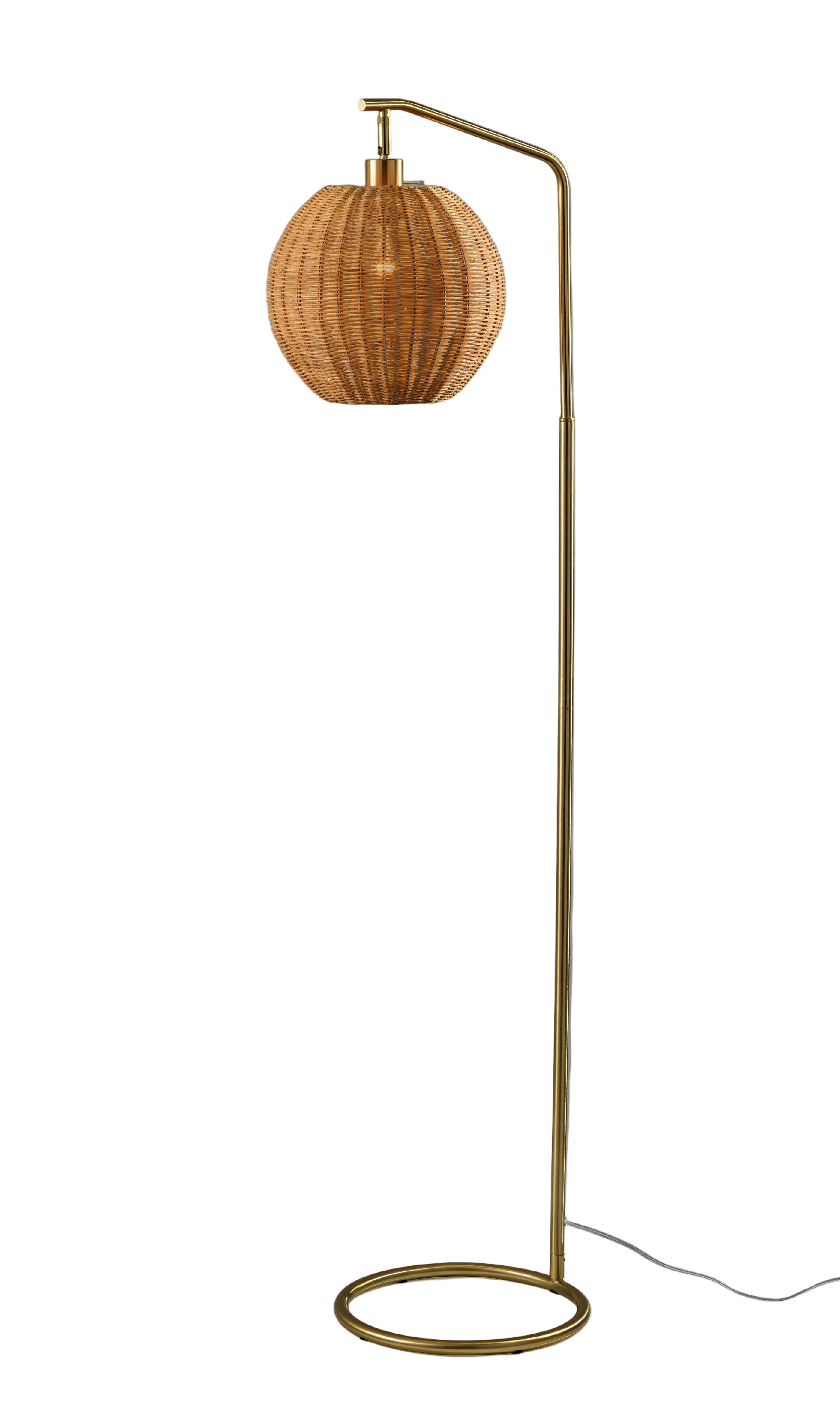Maeve Floor Lamp 60" Antique Brass Rattan-Lighting-DECOROLALA