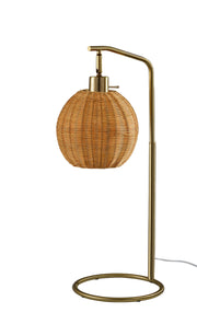Maeve Table Lamp - Antique Brass Rattan 25"-Lighting-DECOROLALA