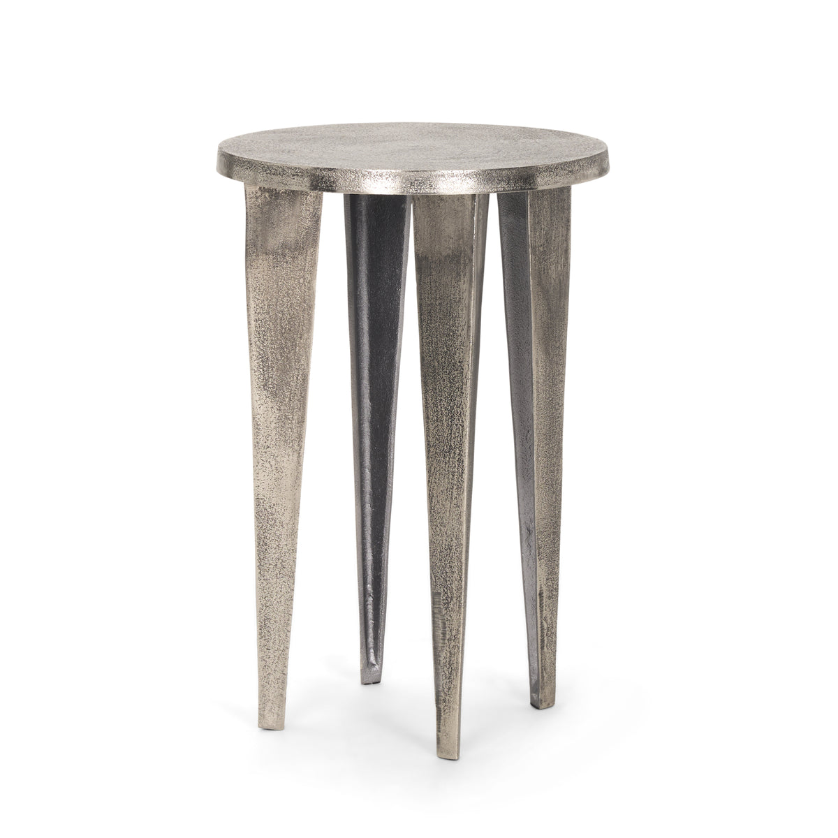 Maggie Textured Silver Nickel Cast Aluminum Metal Accent Table-Accent Tables-DECOROLALA
