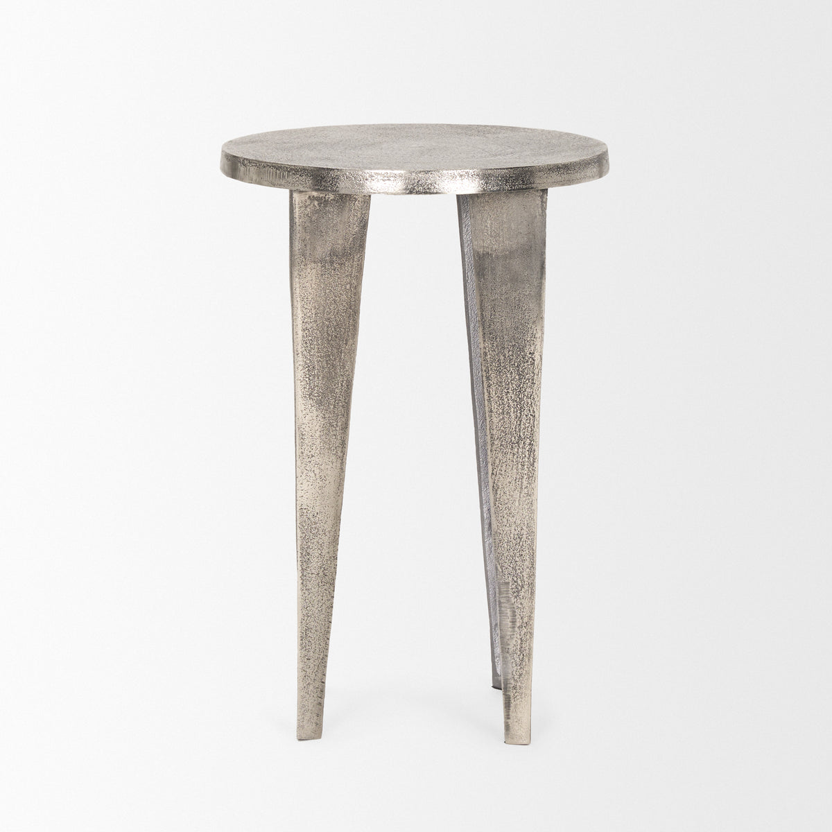 Maggie Textured Silver Nickel Cast Aluminum Metal Accent Table-Accent Tables-DECOROLALA