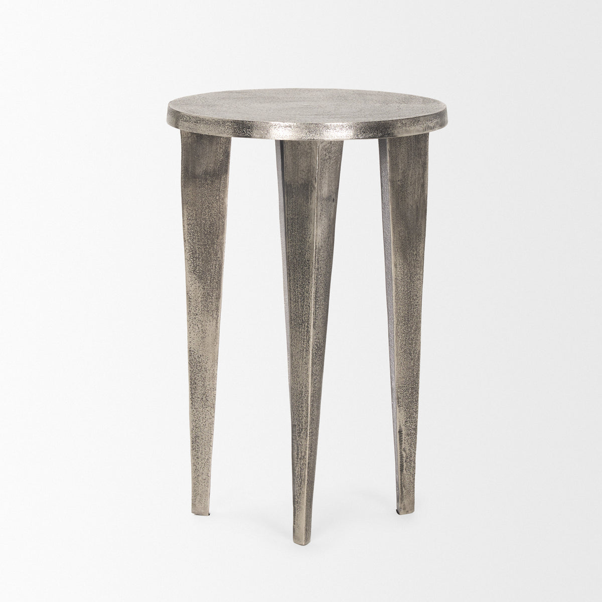 Maggie Textured Silver Nickel Cast Aluminum Metal Accent Table-Accent Tables-DECOROLALA