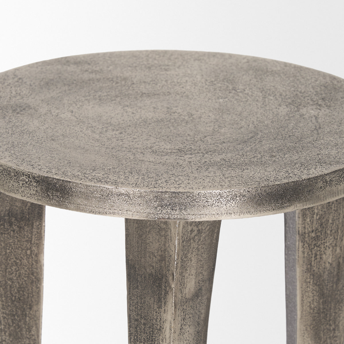 Maggie Textured Silver Nickel Cast Aluminum Metal Accent Table-Accent Tables-DECOROLALA