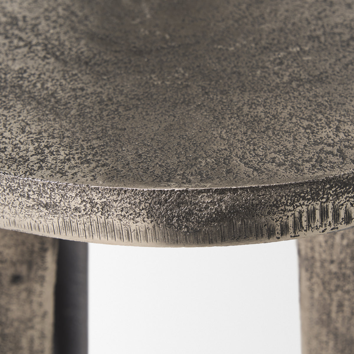 Maggie Textured Silver Nickel Cast Aluminum Metal Accent Table-Accent Tables-DECOROLALA