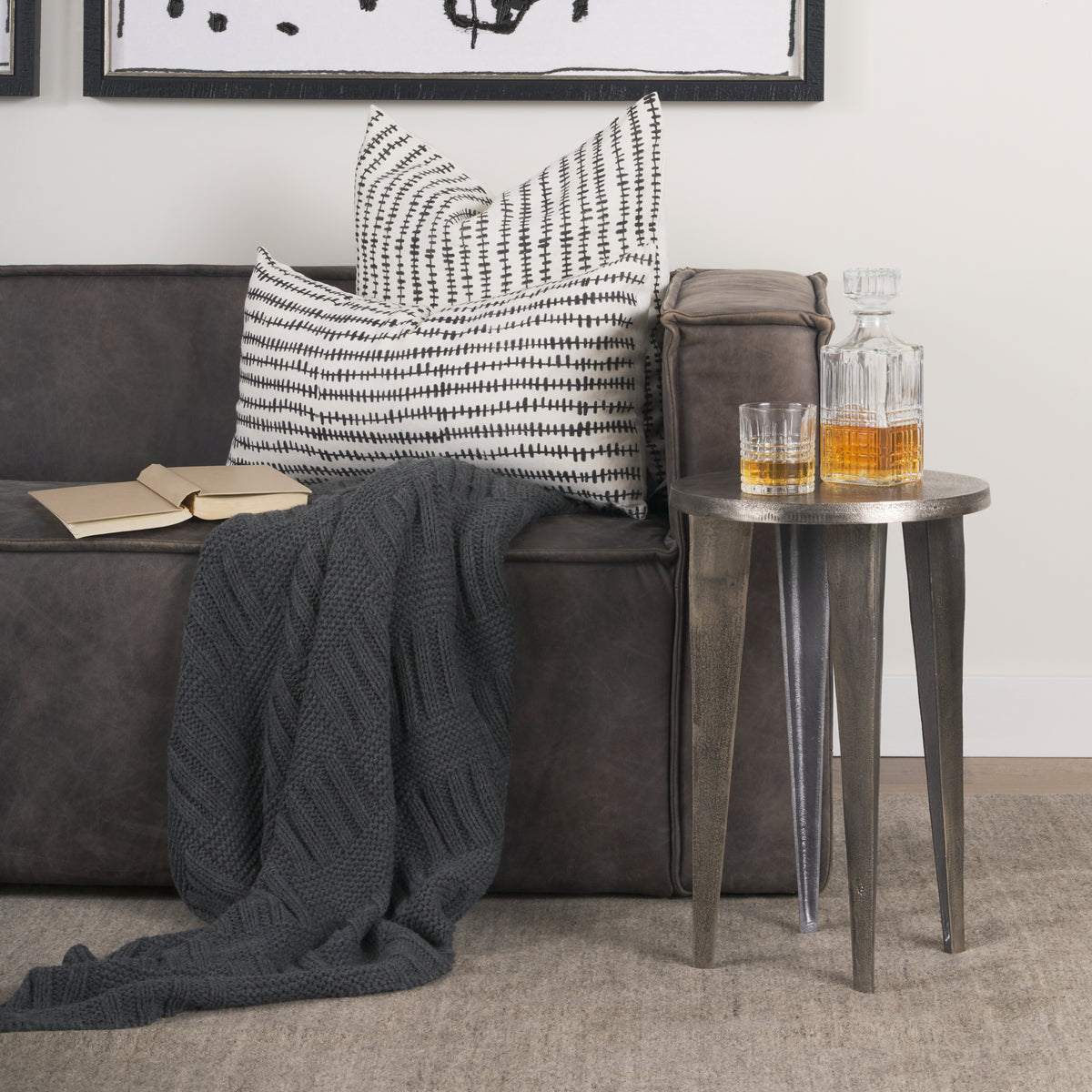 Maggie Textured Silver Nickel Cast Aluminum Metal Accent Table-Accent Tables-DECOROLALA