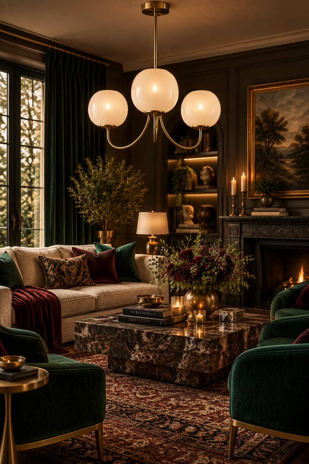 Magnolia 394-21 Chandelier Brass 3-Light-Lighting-DECOROLALA