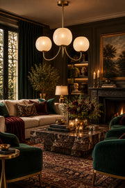 Magnolia 394-21 Chandelier Brass 3-Light-Lighting-DECOROLALA