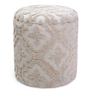 Magnolia Round Storage Ottoman - Ivory Lattice Pattern-DECOROLALA