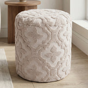 Magnolia Round Storage Ottoman - Ivory Lattice Pattern-DECOROLALA