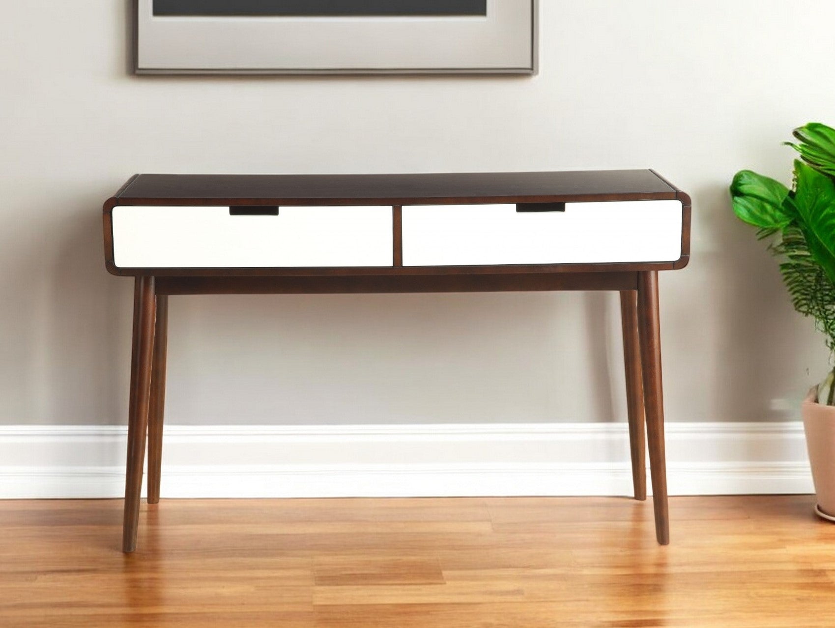 Mahogony And White Double Drawer Console Table-Console Tables-DECOROLALA