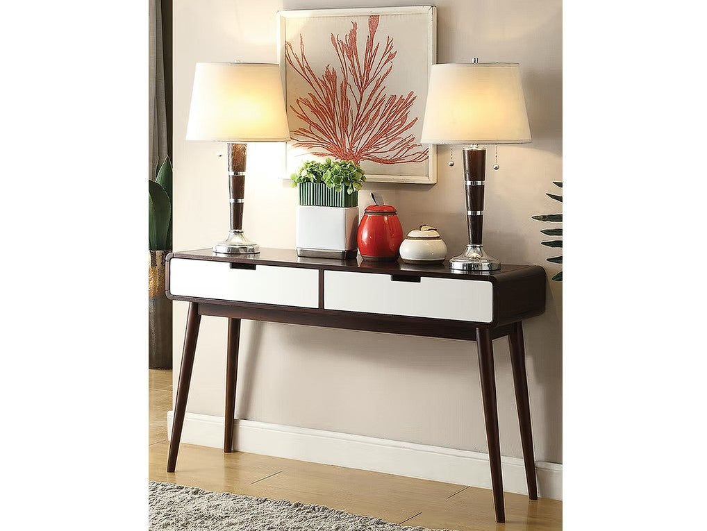 Mahogony And White Double Drawer Console Table-Console Tables-DECOROLALA