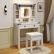 Makeup Vanity Desk with Mirror and Adjustable Storage Shelves-White-Makeup Vanities-DECOROLALA