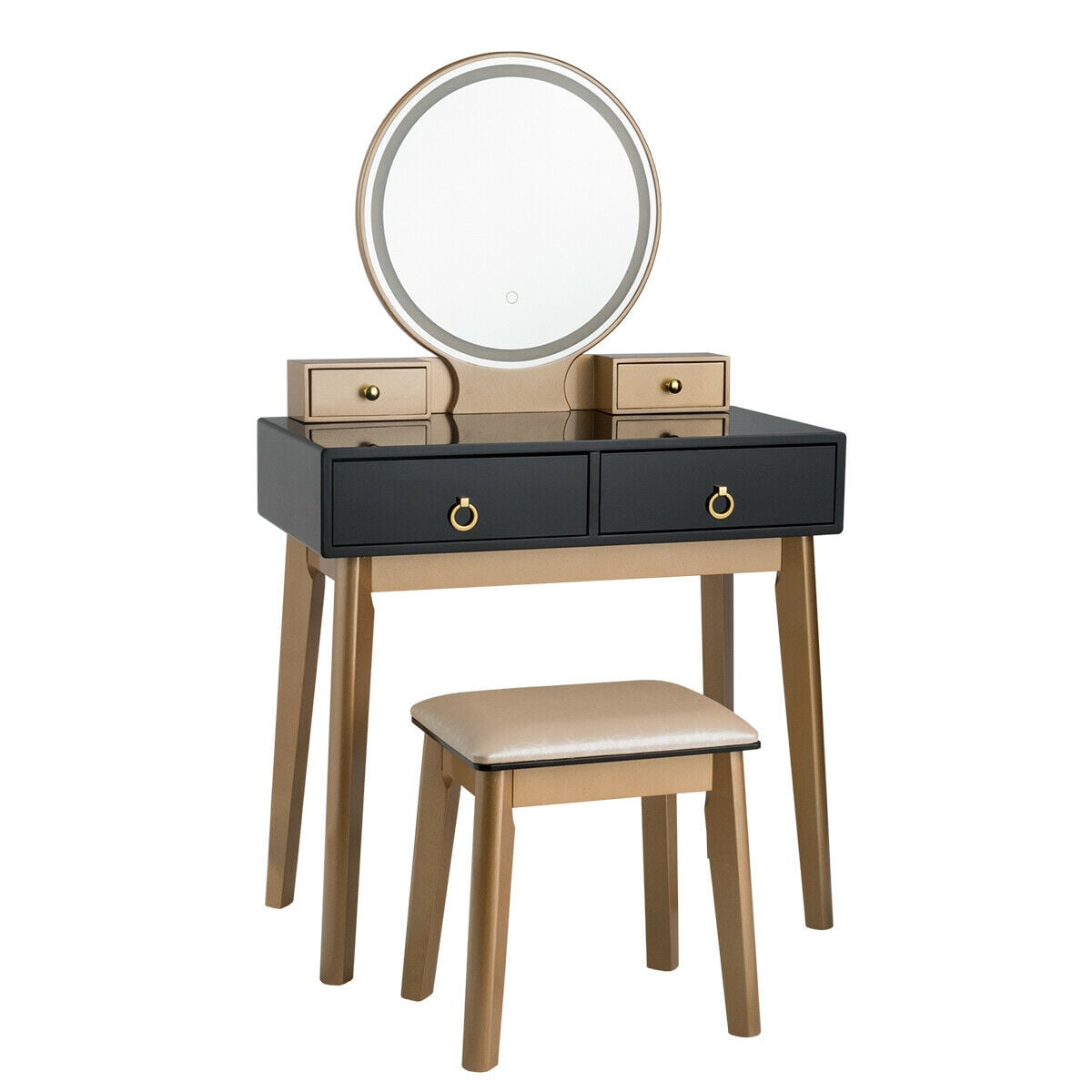 Makeup Vanity Table Set 3 Color Lighting Dressing Table-Black-Makeup Vanities-DECOROLALA