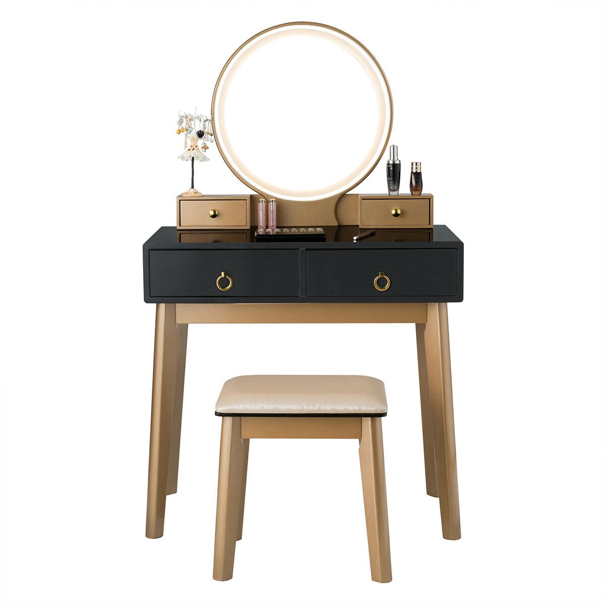 Makeup Vanity Table Set 3 Color Lighting Dressing Table-Black-Makeup Vanities-DECOROLALA