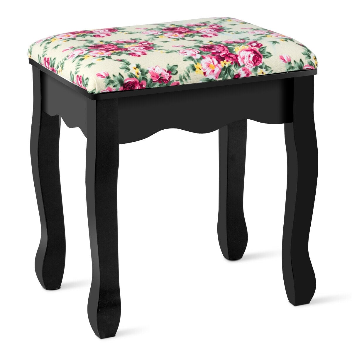 Makeup Vanity Table Set Girls Dressing Table with Drawers Oval Mirror-Black-Makeup Vanities-DECOROLALA