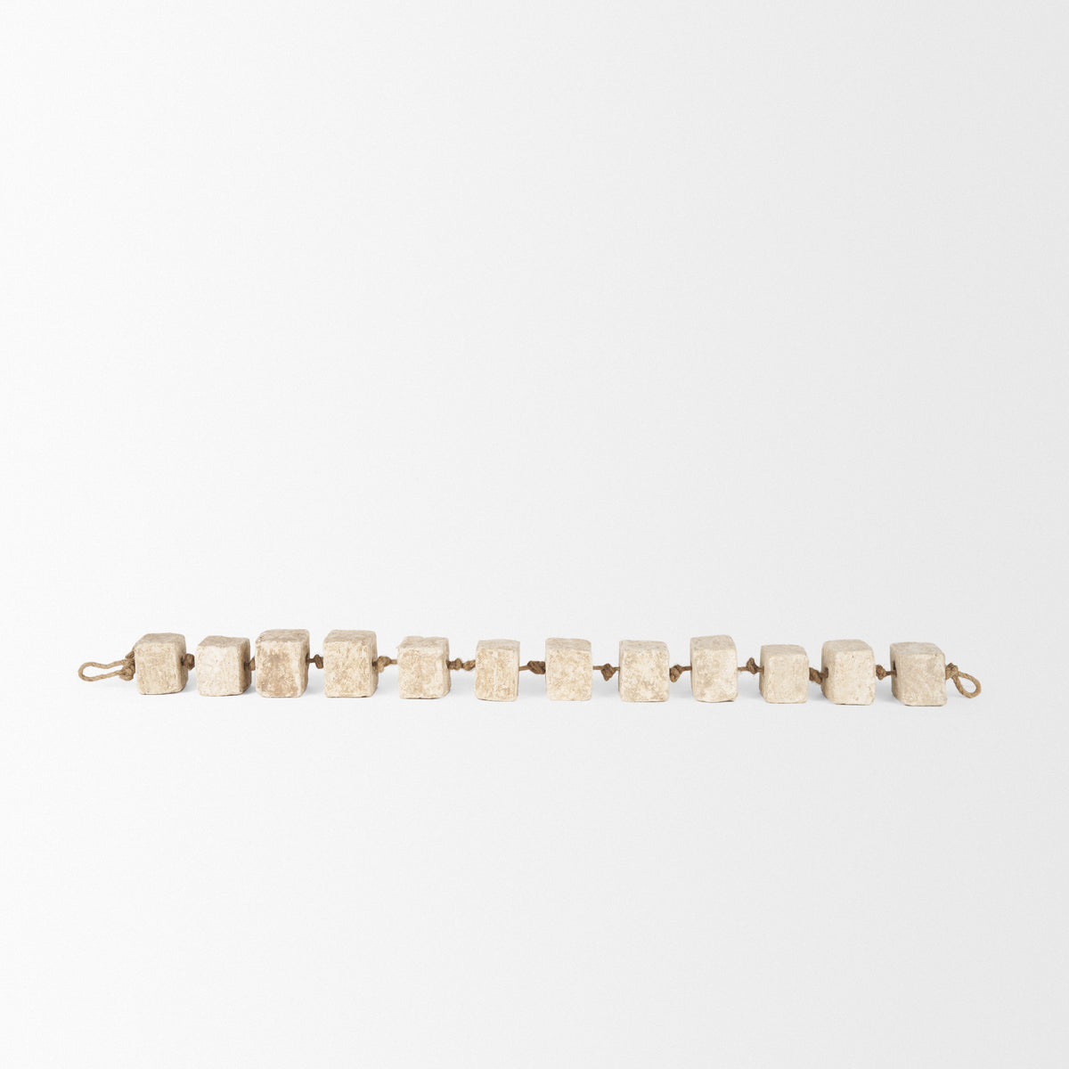 Mala Paper Mache Cube Garland - Beige 9-Block String-Objects-DECOROLALA