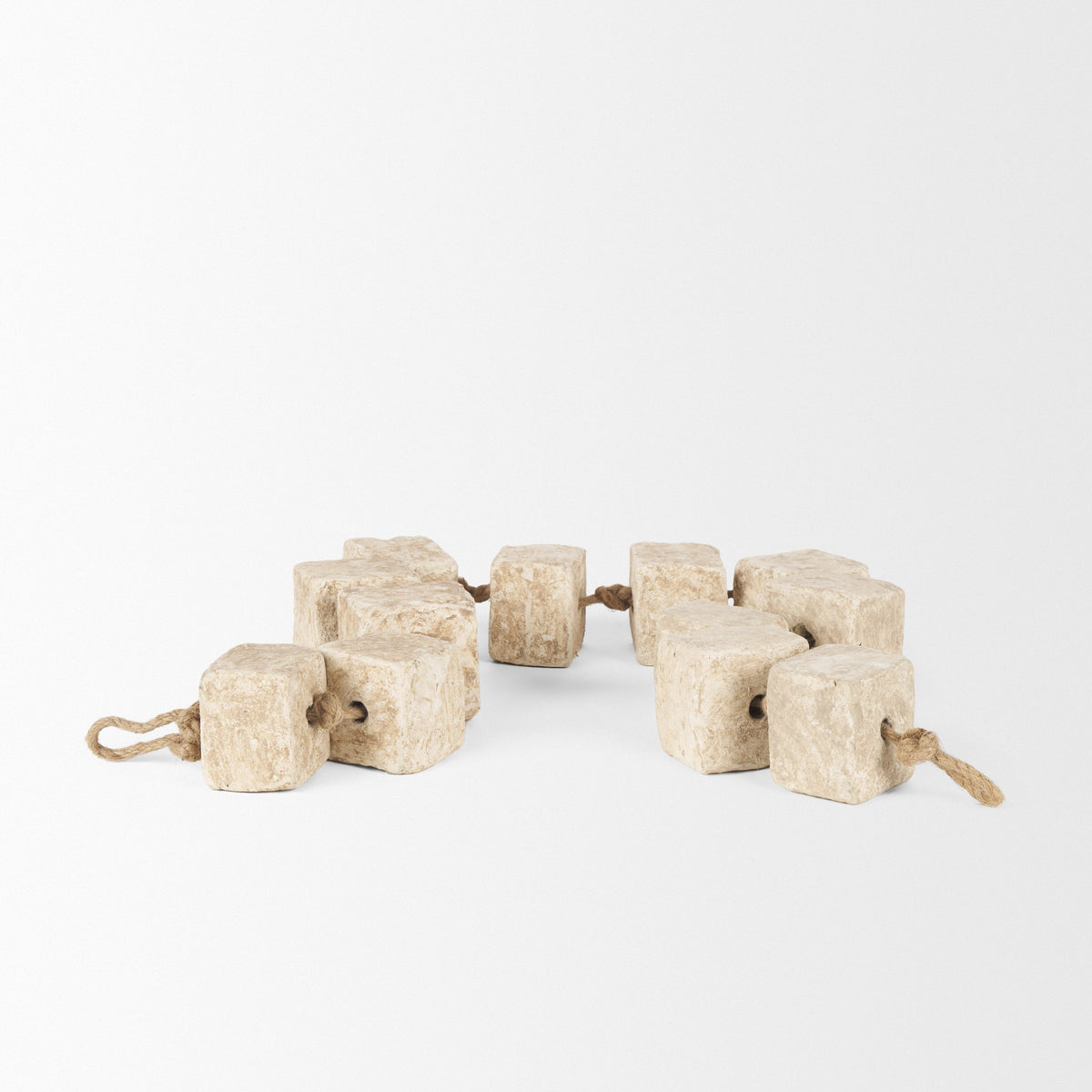 Mala Paper Mache Cube Garland - Beige 9-Block String-Objects-DECOROLALA