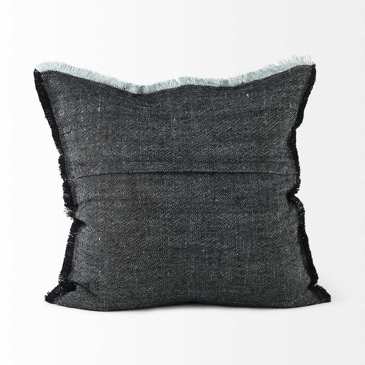 Malia 20x20 Black and Teal Fabric Fringed Pillow Cover-Decorative Pillows-DECOROLALA