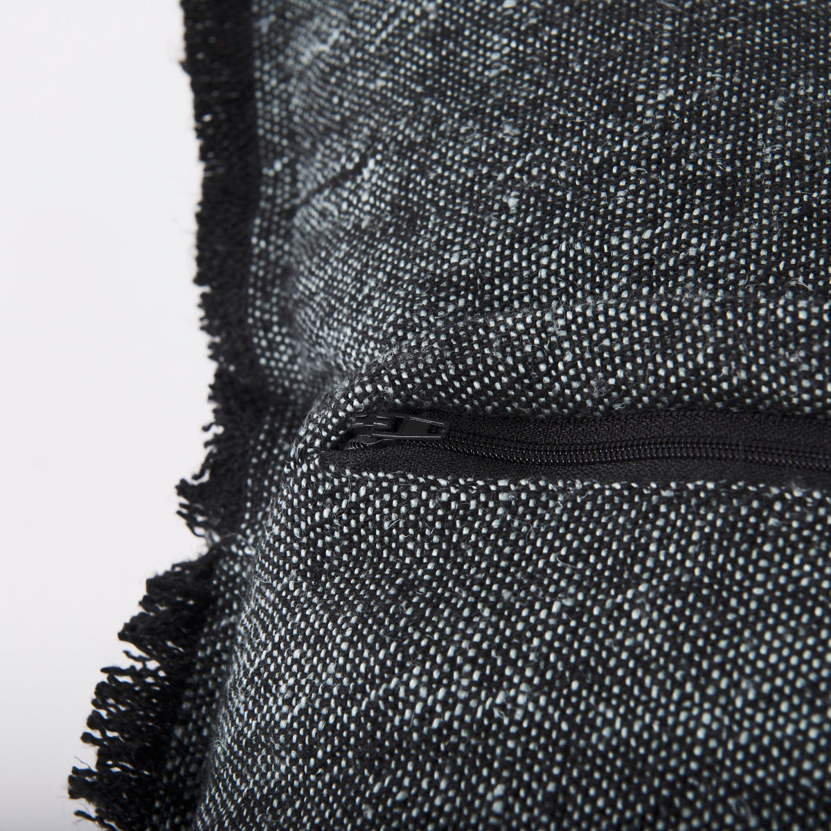 Malia 20x20 Black and Teal Fabric Fringed Pillow Cover-Decorative Pillows-DECOROLALA