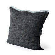 Malia 20x20 Black and Teal Fabric Fringed Pillow Cover-Decorative Pillows-DECOROLALA
