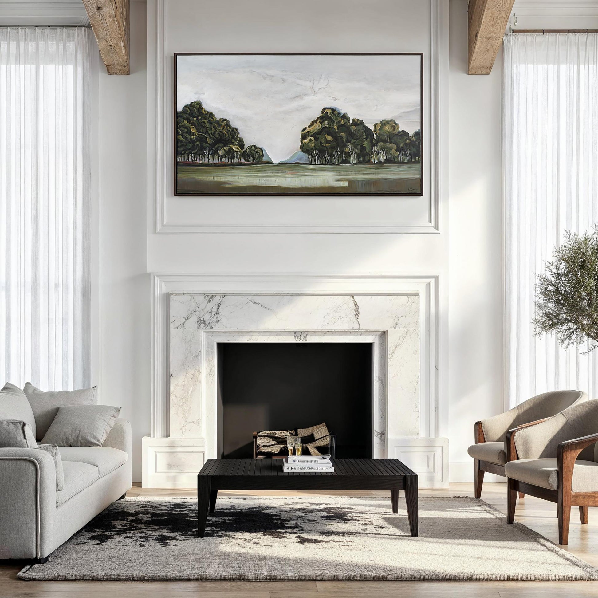 Malika 40" H x 70" W Canvas Art, Green-Canvas Art-DECOROLALA