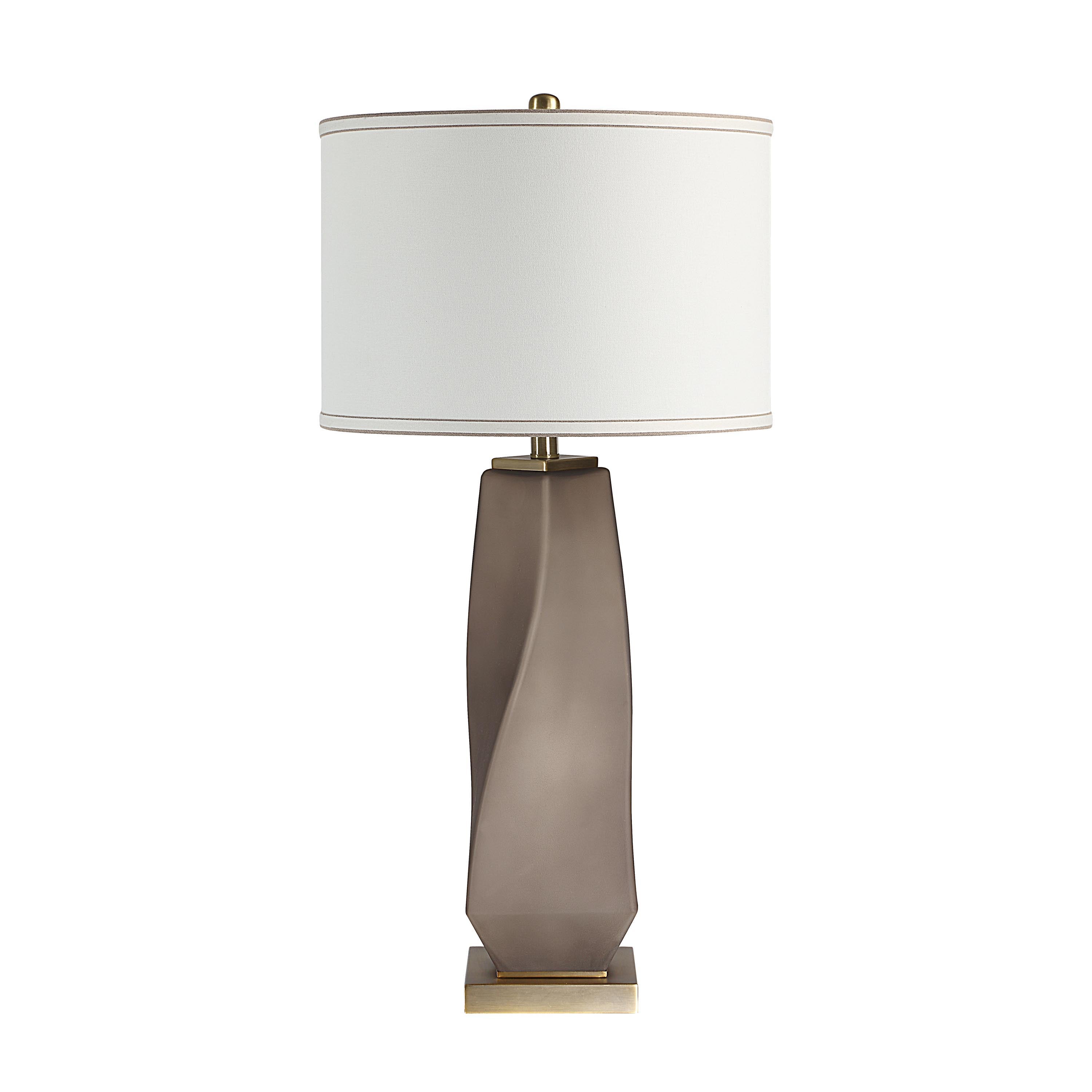 Mallorca 32" Table Lamp, Smokey Grey & Brass-Table Lamp-DECOROLALA